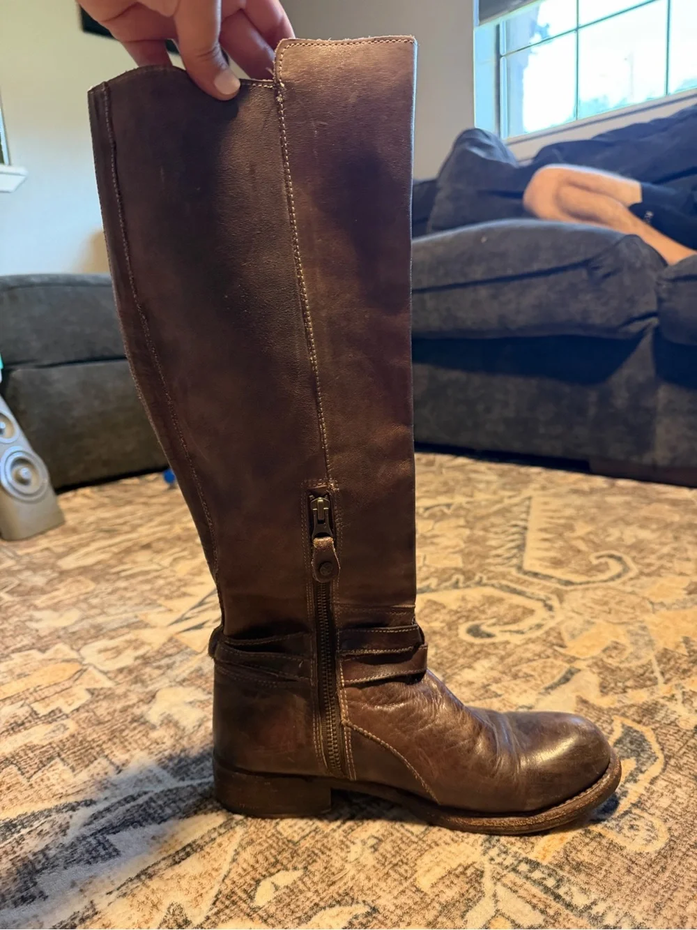 BED|STU Sueded Brown Leather Boot Interior